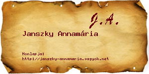 Janszky Annamária névjegykártya