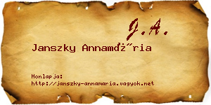 Janszky Annamária névjegykártya